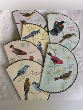 Olympicard Vintage Bird-Themed Card Set – 6 Scalloped Cards + Envelopes